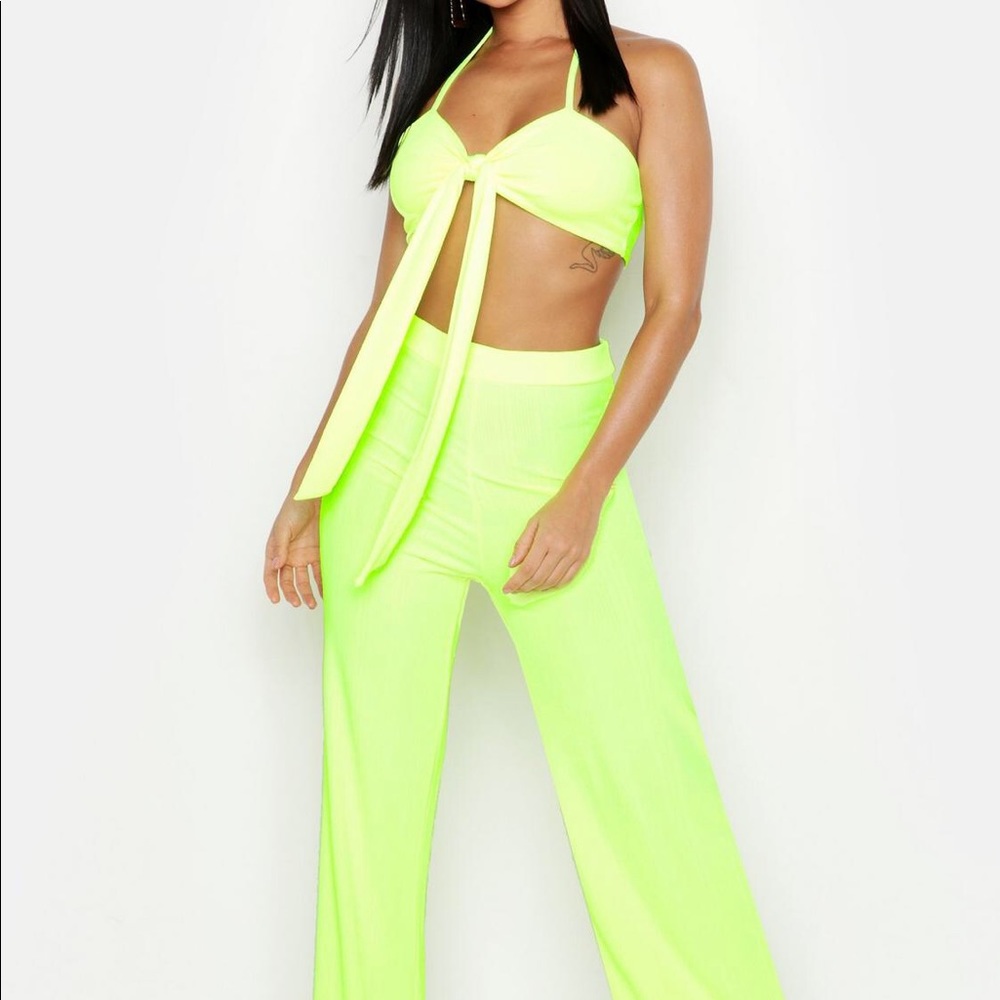 BooHoo Co-Ord Neon yellow Sz 10